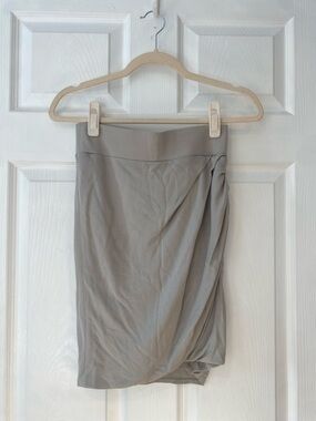 Helmut Lang Taupe Gray Draped Pencil Skirt